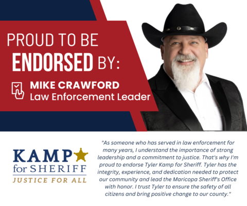 Mike Crawford endorses Tyler Kamp (Photo: Business Wire)